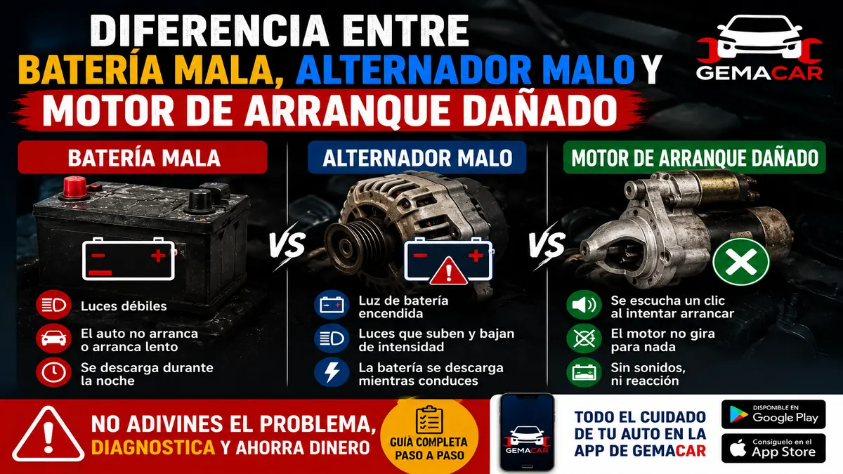 Batería mala, alternador malo o motor de arranque dañado: cómo diferenciarlos