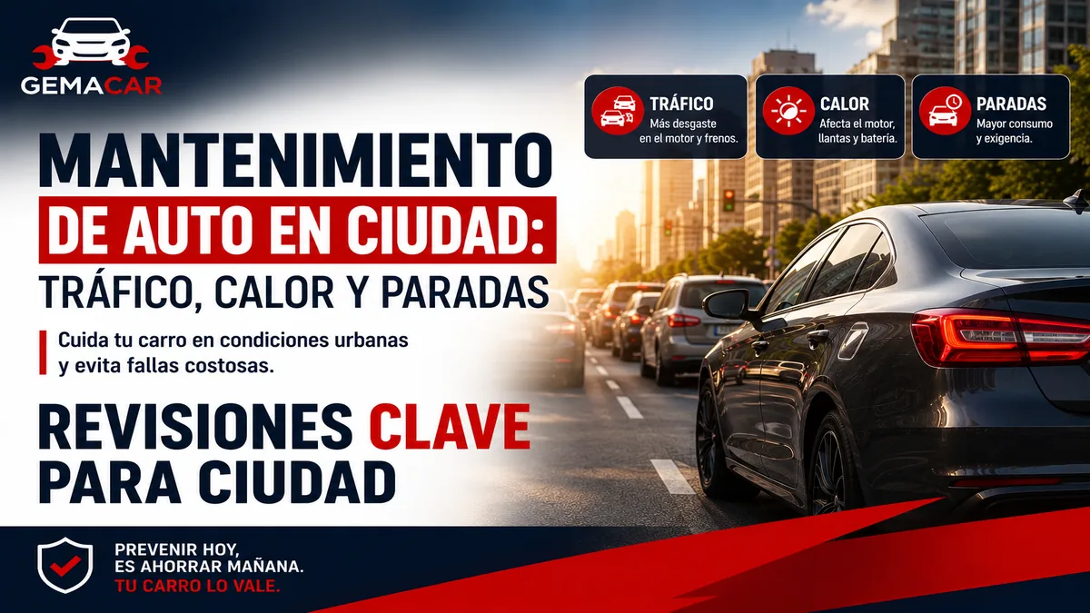Mantenimiento de auto en ciudad: tráfico, calor y paradas frecuentes