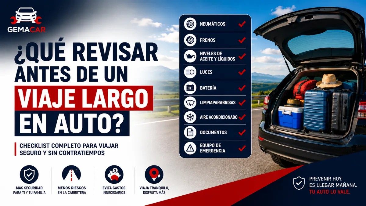 Qué revisar antes de un viaje largo en auto: checklist completo para evitar fallas (2026)